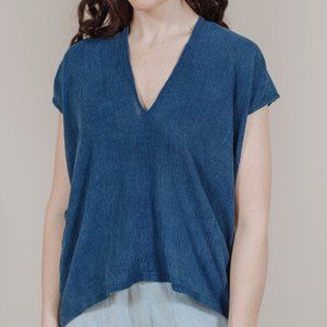 Miranda Bennett Studio - Indigo Linen Cotton Everyday Top - Small